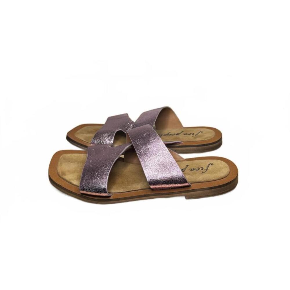 Free People Blake sandals Women's Size 7.5  metallic pink Slip On Slide Preppy